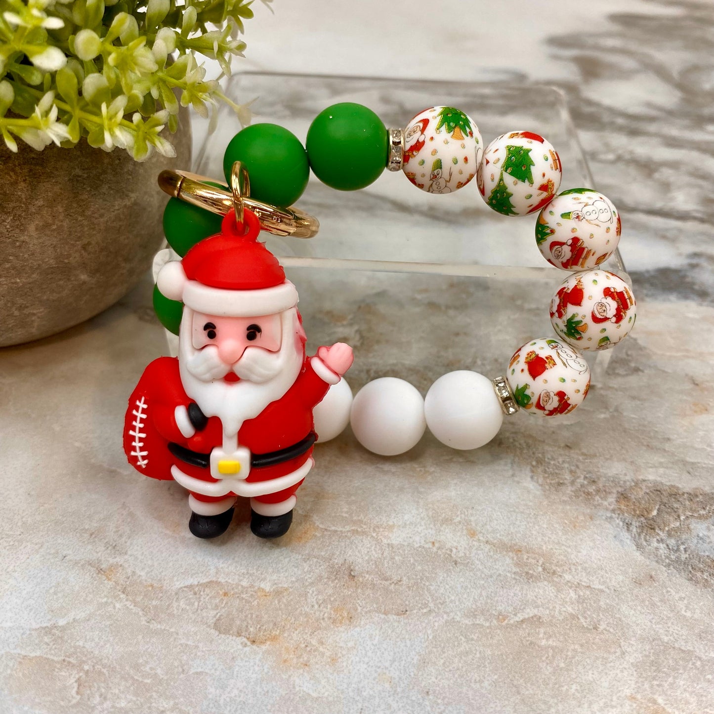 Silicone Bracelet Keychain - Christmas Winter - Santa