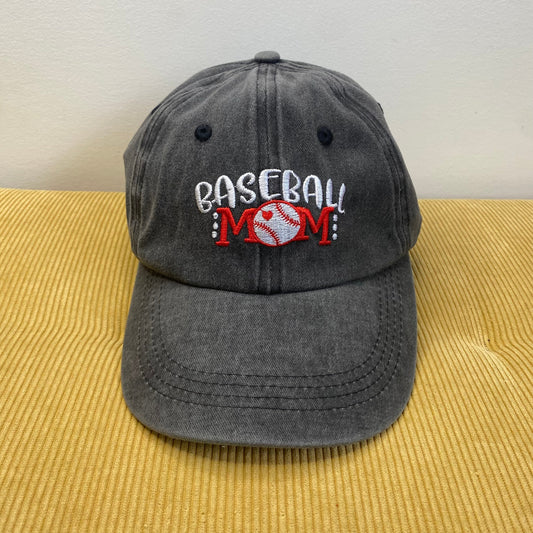 Hat - Baseball Mom - Dark Grey with Red Letters