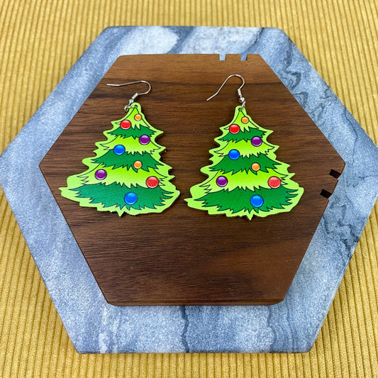 Wooden Dangle Earrings - Christmas - Ornaments Tree