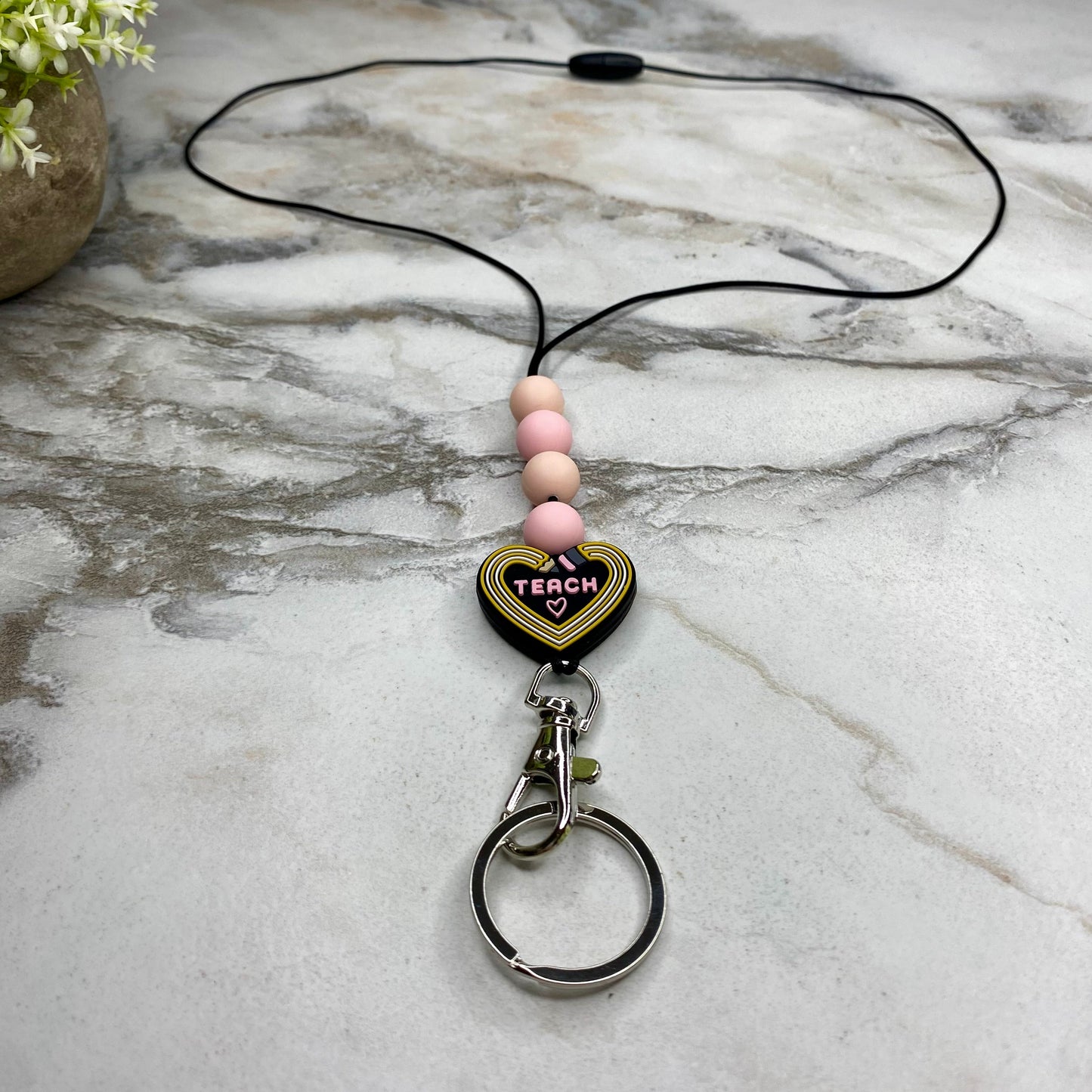 Break-Away Necklace Lanyard with Keychain Clasp - Silicone Bead - Teacher