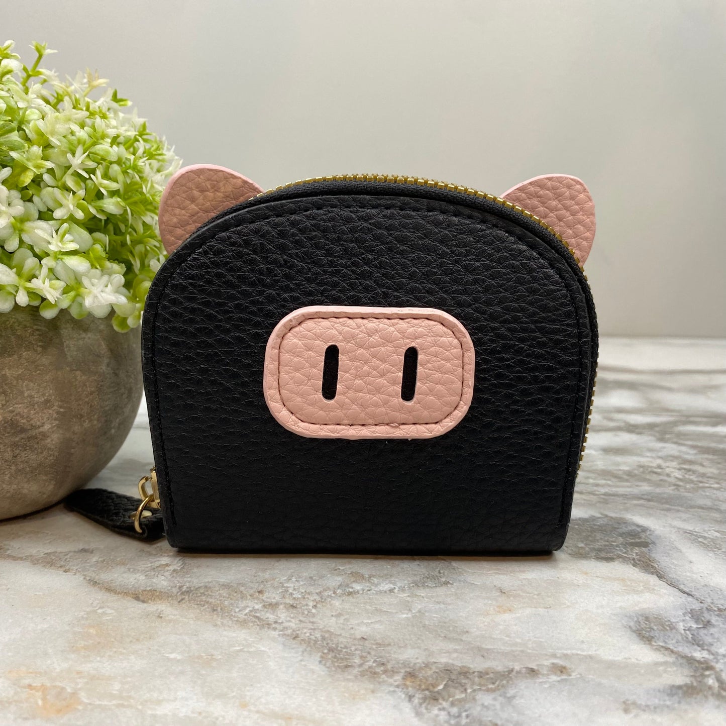 Wallet - Accordion Card - Pig - Black