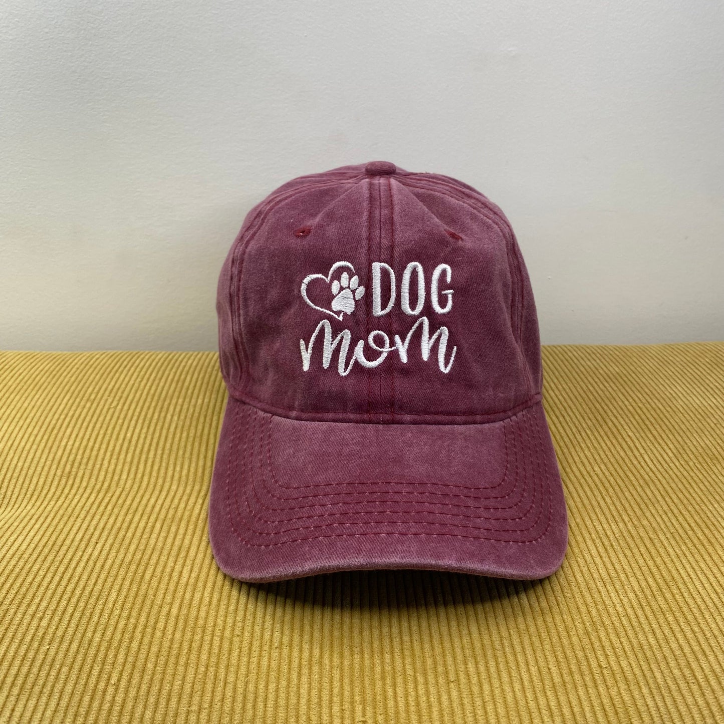 Hat - Paw Print - Dog Mom Burgundy