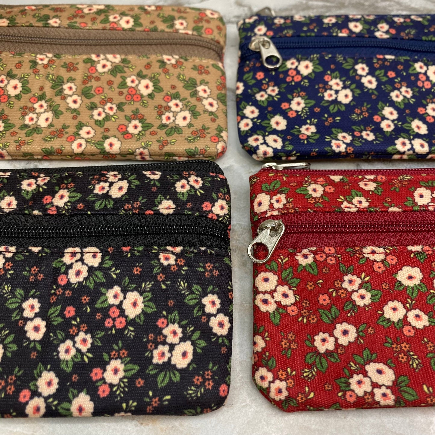 Mini Double Zip Pouch - Floral