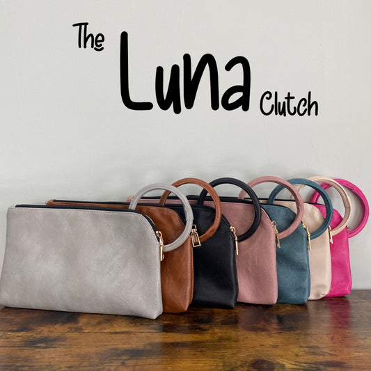 Luna Clutch - Faux Leather with Wrist Loop -LOCAL PICK UP OPTION