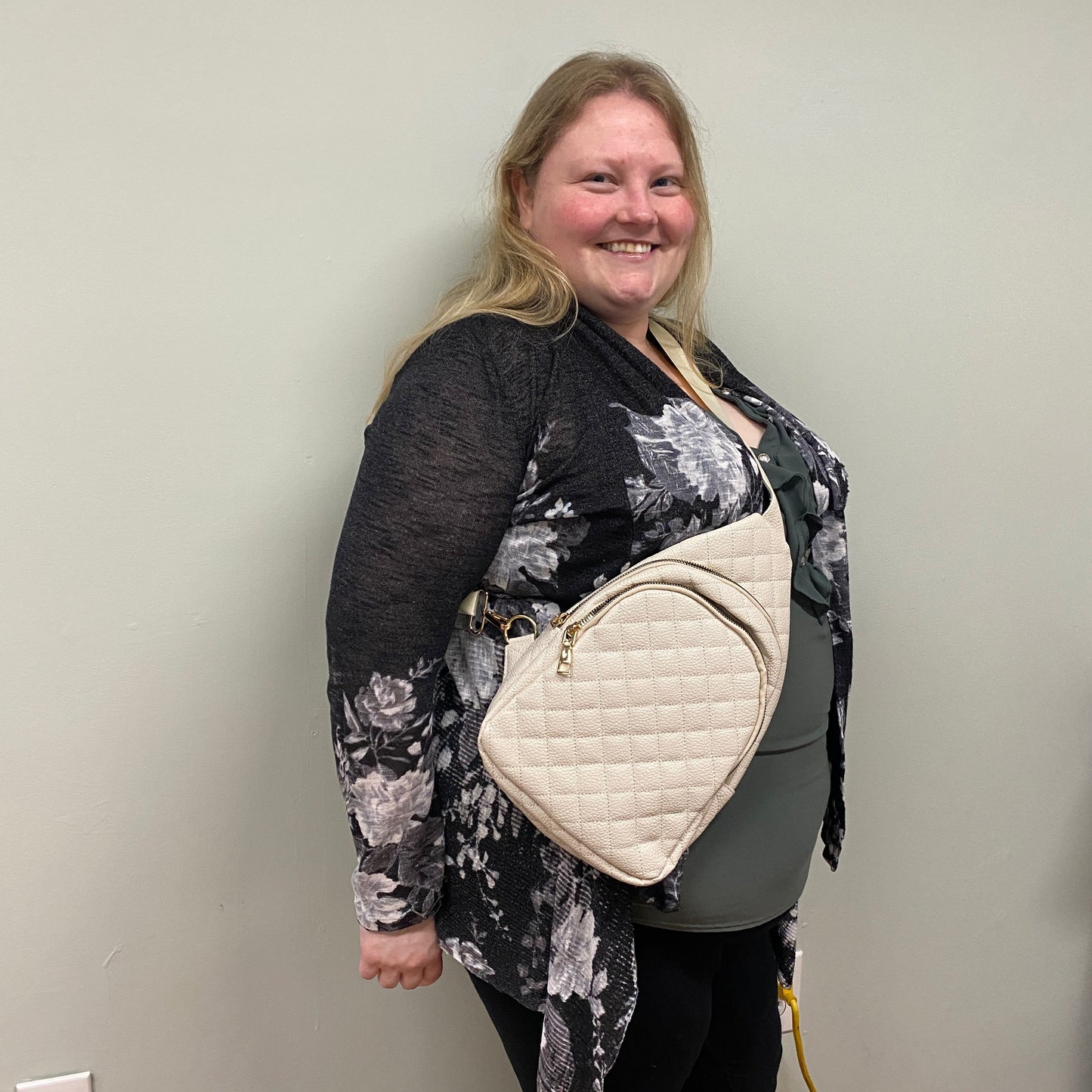 The Quilted Sling Crossbody - Cream